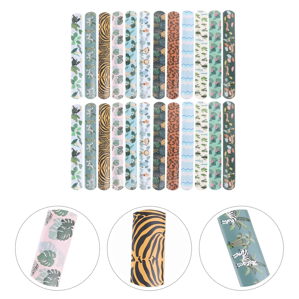 24pcs Animal Theme Slap Bracelet Set Animal Pattern Wristband Slap Bracelets