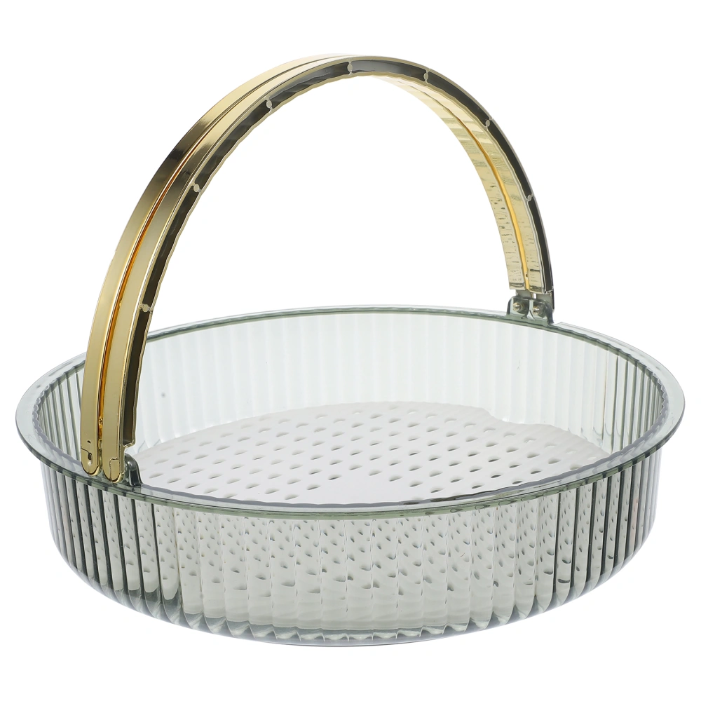 Rotating Storage Tray Kitchen Drain Basket Multifunctional Desktop Storage Tray with Handle