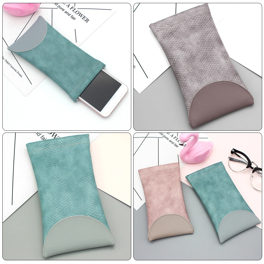 2Pcs Glasses Bag Leather Eyeglass Container Reusable Glasses Pouch Soft Sunglasses Holder for Travel