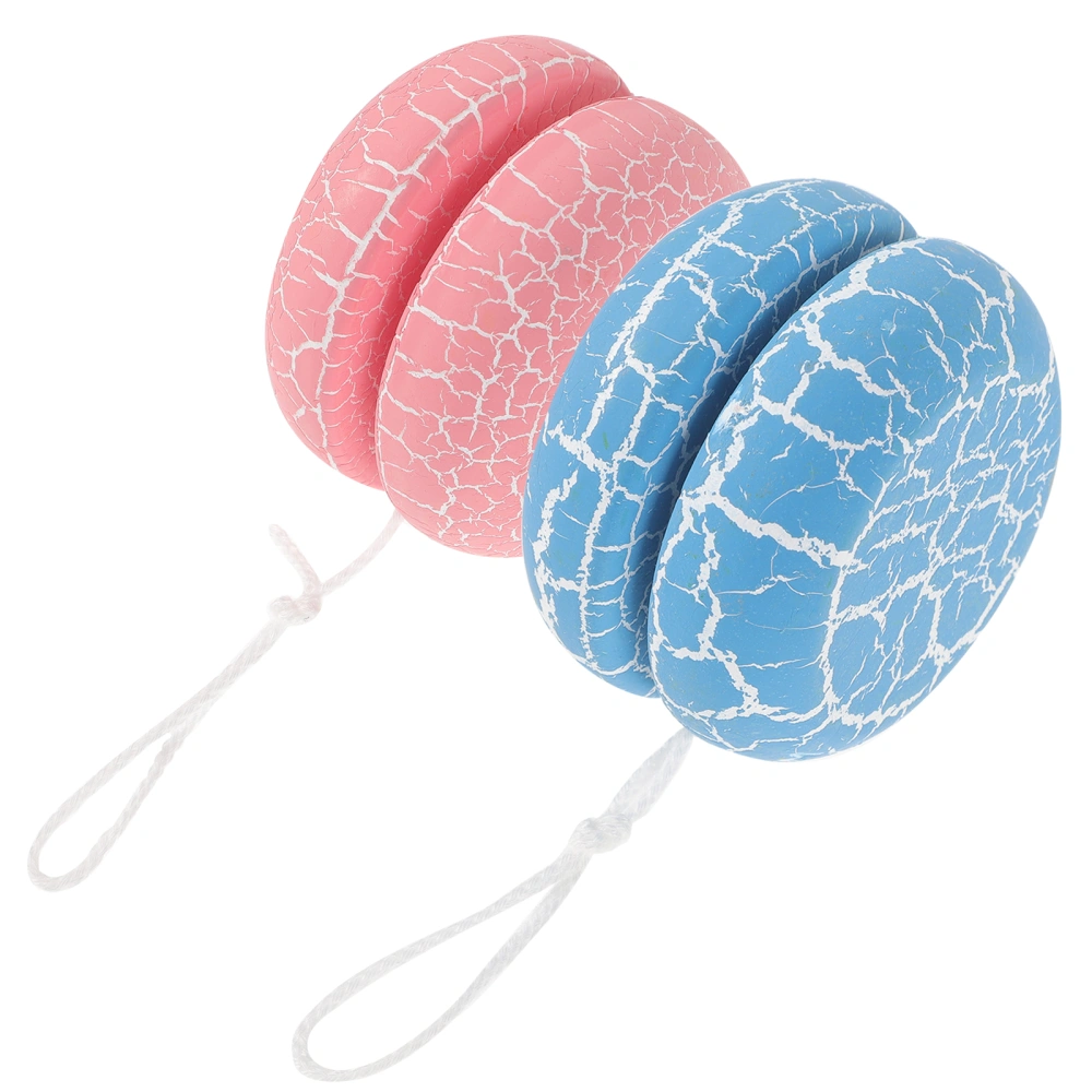 2pcs Yo Yo Toy Crack Pattern Yo Yo Toy Game Wooden Yo Yo Early Education Toy