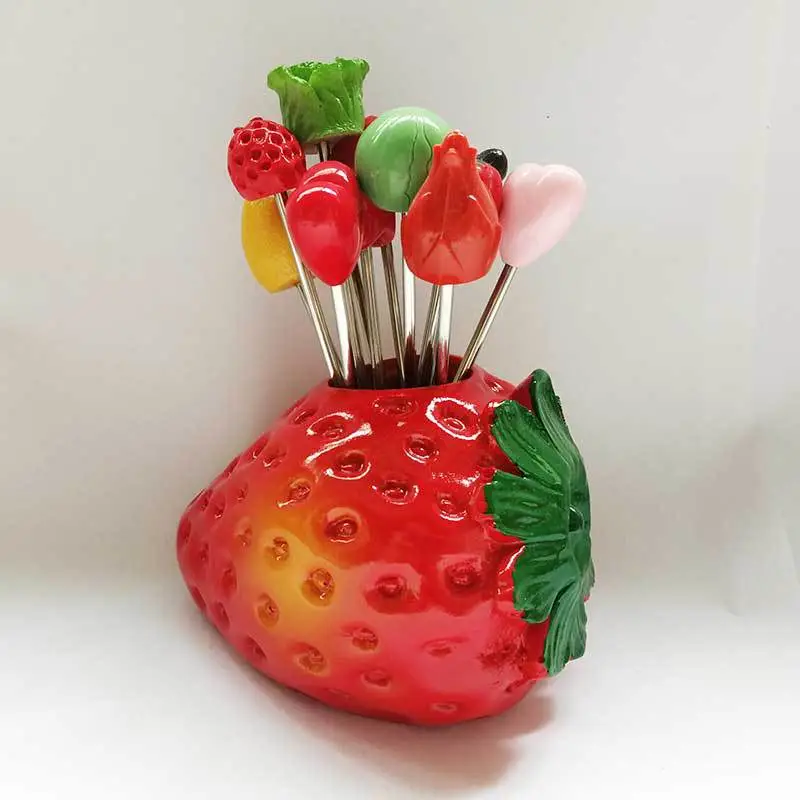 1 Set of  Fruit Toothpicks Adorable Fruit Forks Sandwich Appetizer Dessert Sticks with Stand