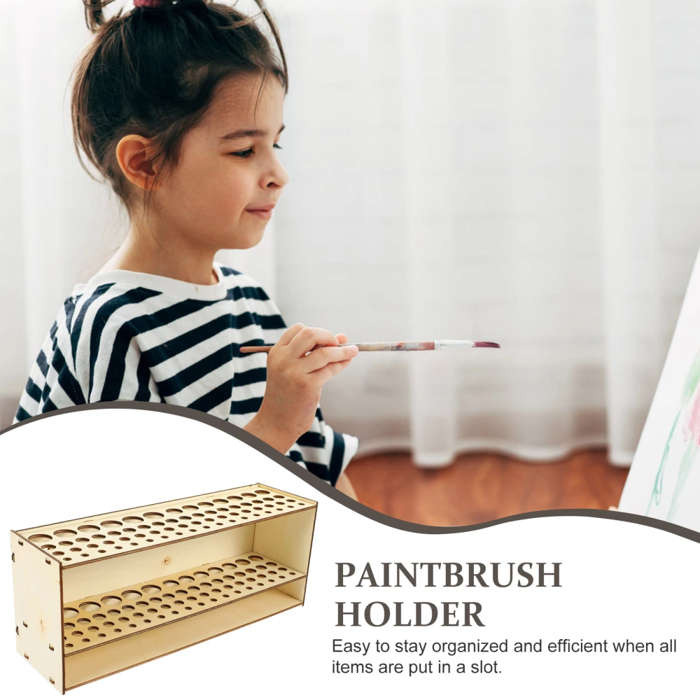 Household Paint Brush Storage Container Wood Pen Holder Rack Pen Storage Rack Organizer