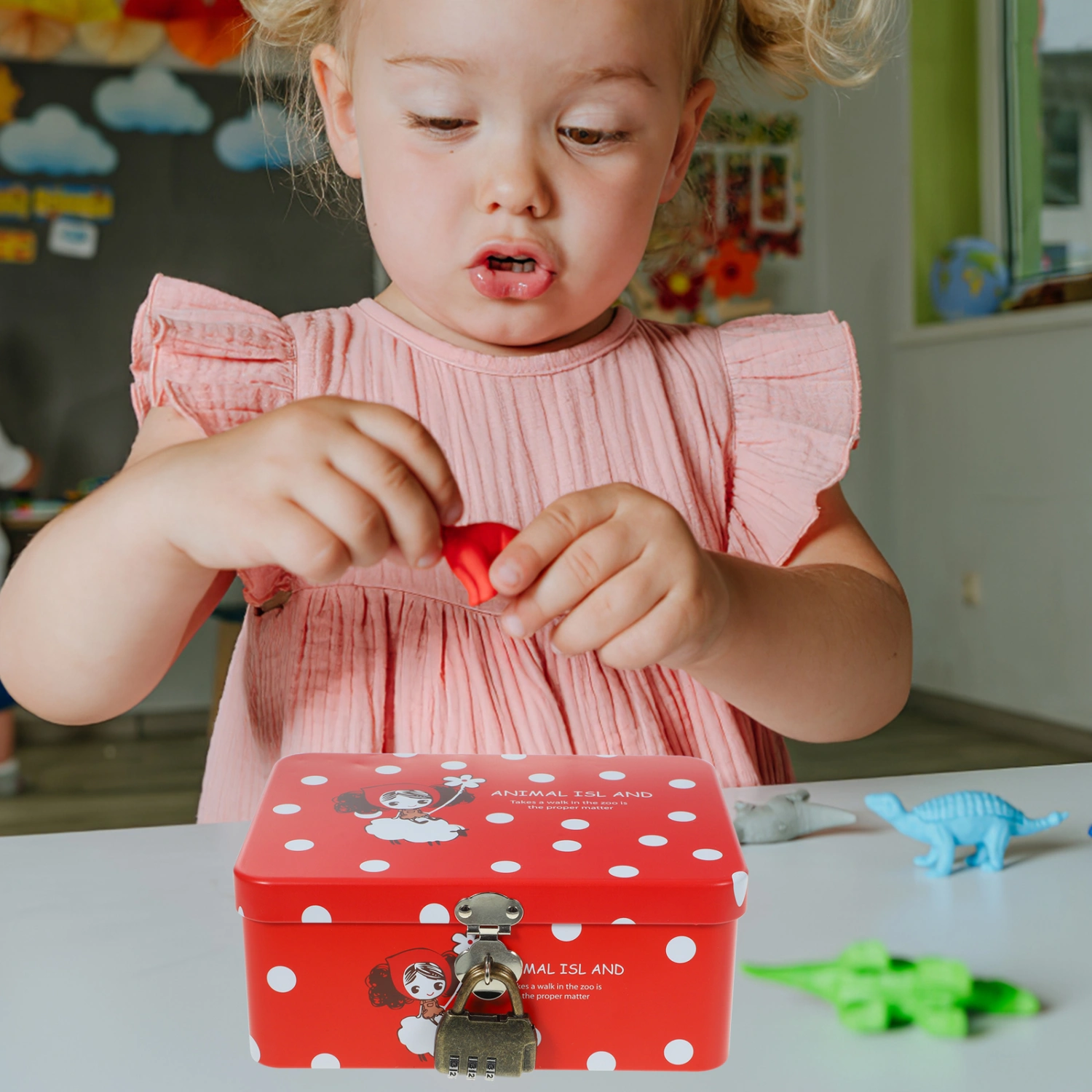 1 Set Cartoon Box for Gifts Use Sturdy Tinplate Storage Case Square Metal Sundries Management Box