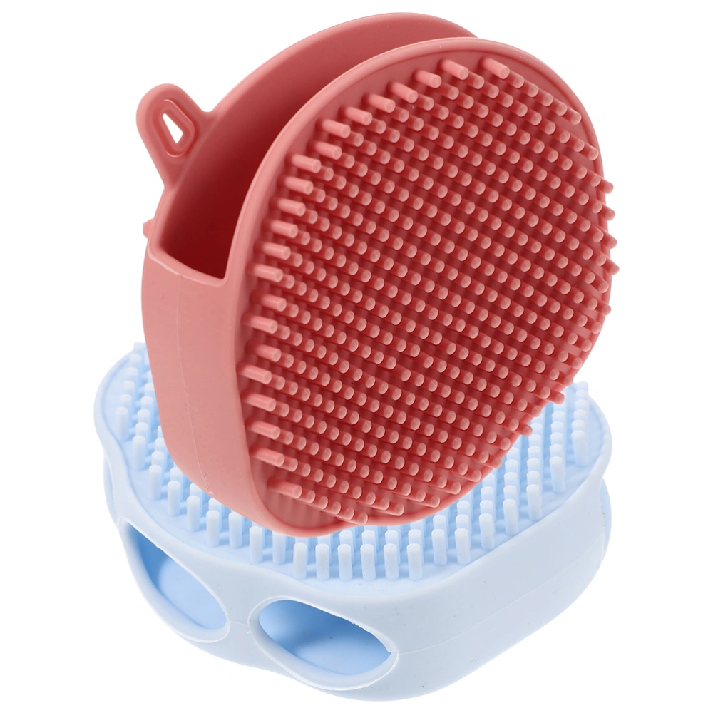 2pcs Head Scrubber Brush Household Bath Brush Bathing Exfoliating Brush Silicone Bathing Brush