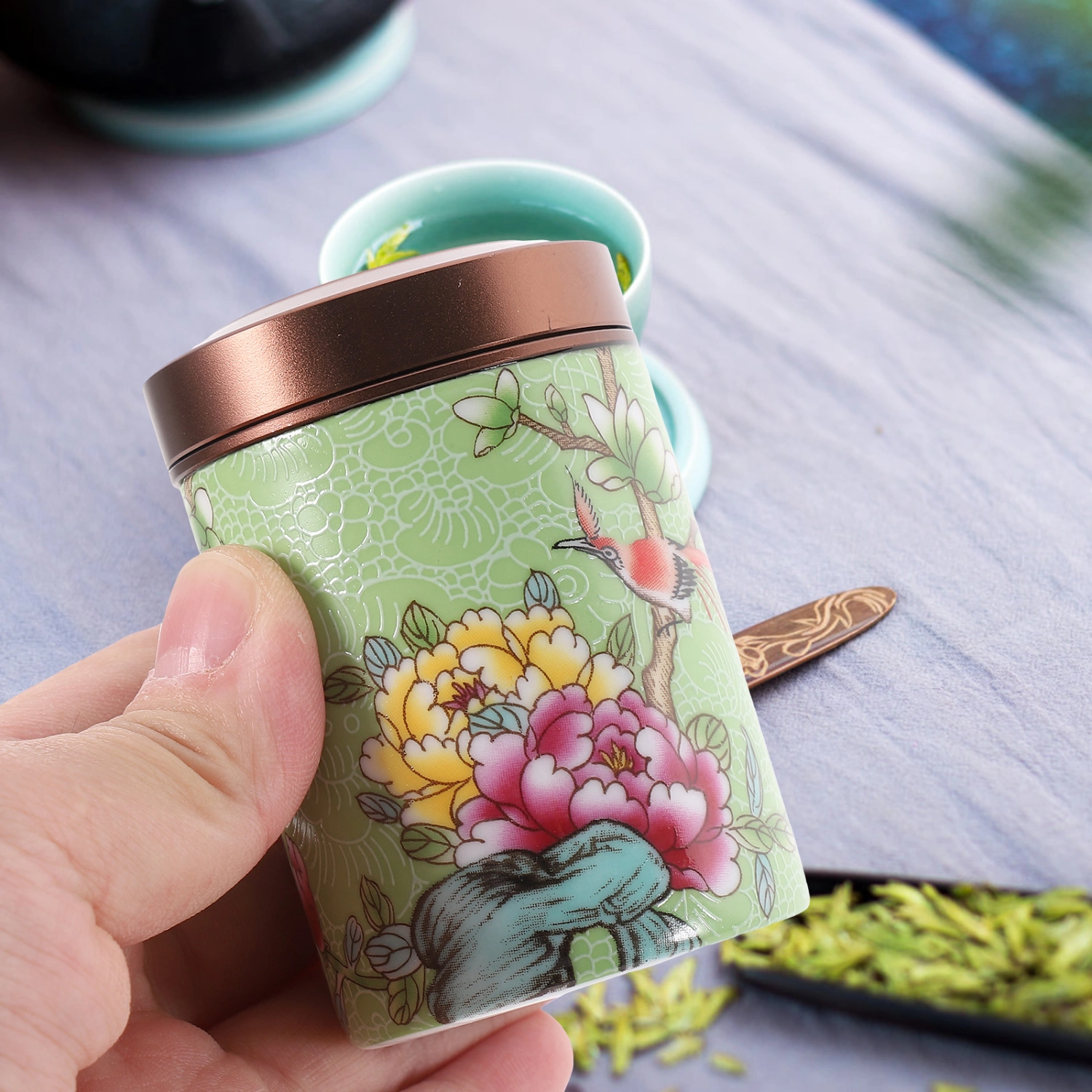 Chinese Style Tea Canister Portable Vintage Tea Jar Mini Storage Jar Seal Loose Tea Can