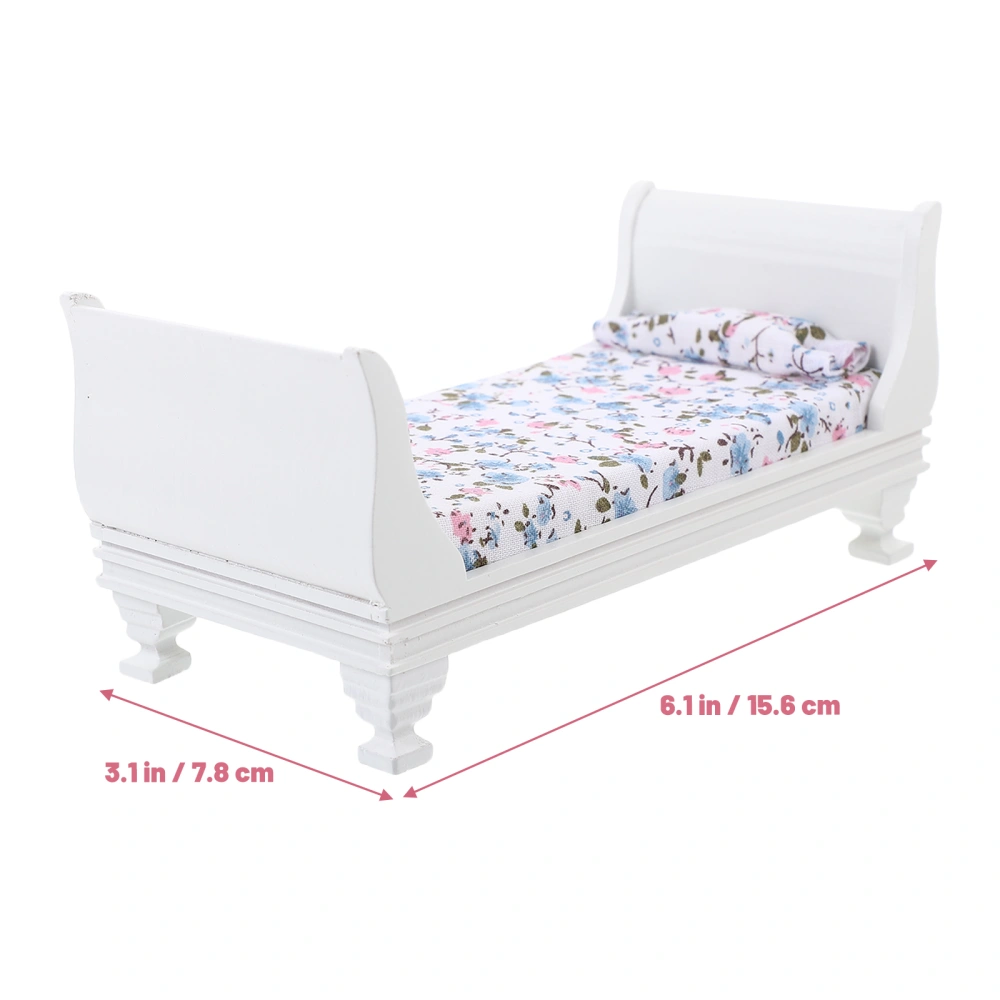 Mini House Miniature Bedroom Bed Miniature Wood Bed Mini Furnishing Adornment