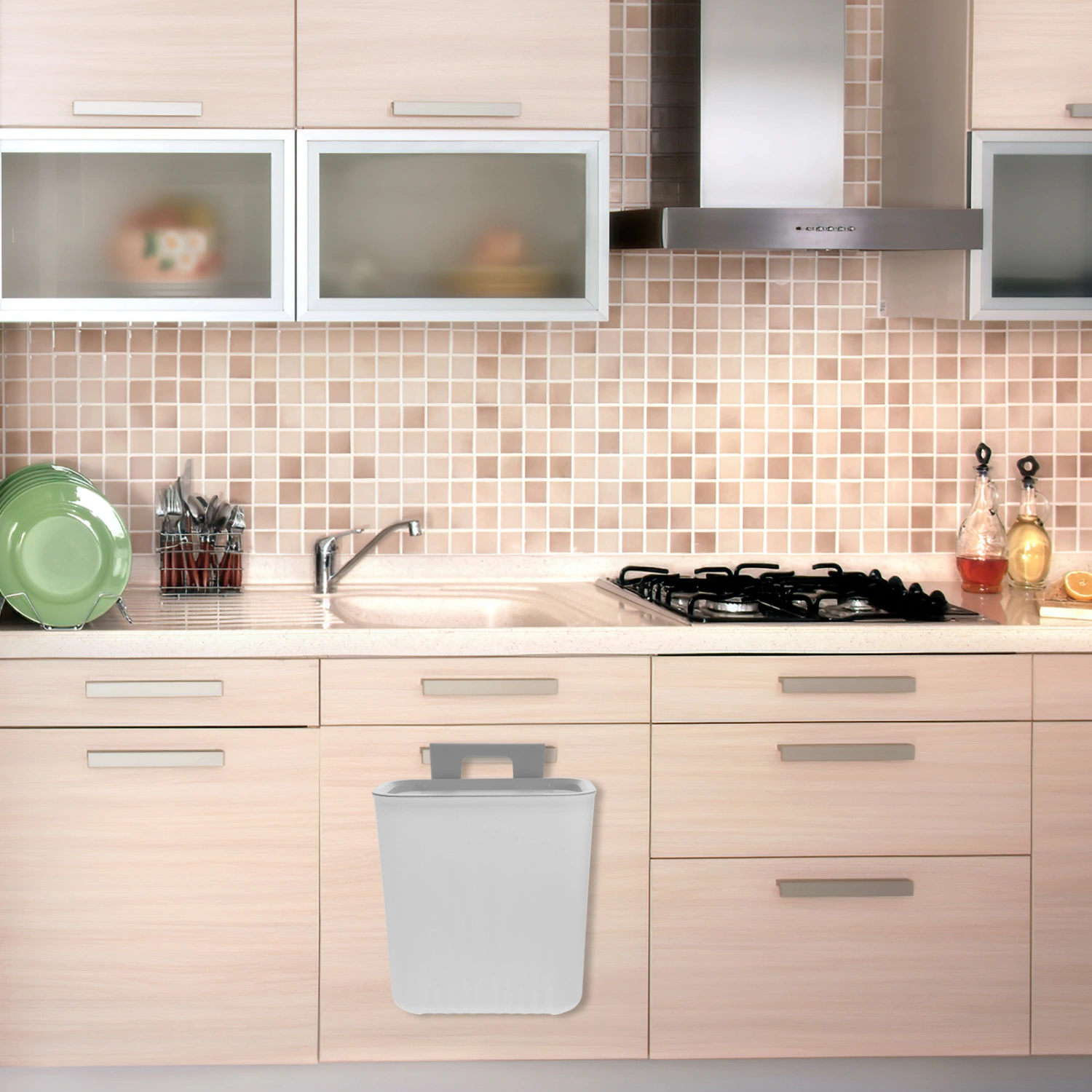 Kitchen Trash Can Plastic Wall Mounted for Cabinet Door Hanging Garbage Bin