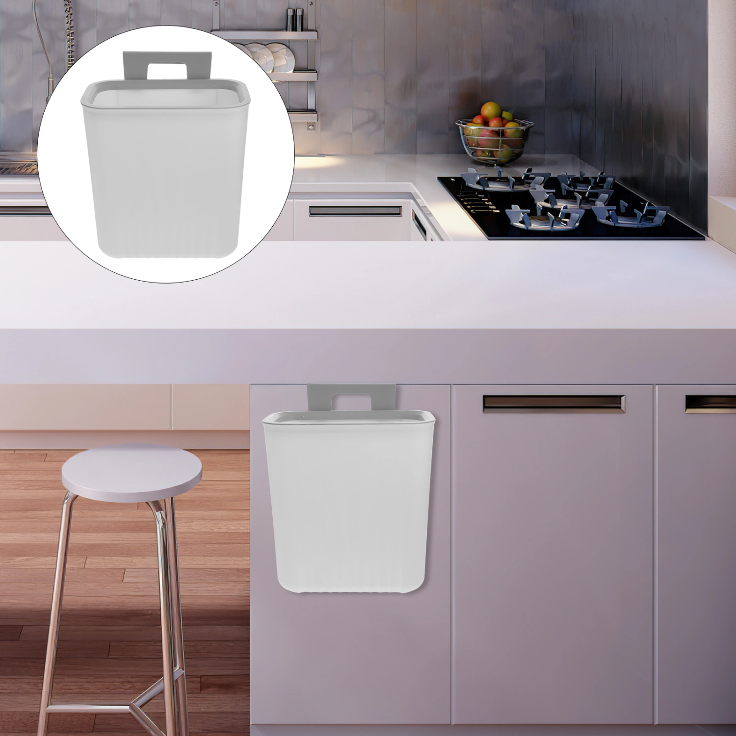 Kitchen Trash Can Plastic Wall Mounted for Cabinet Door Hanging Garbage Bin
