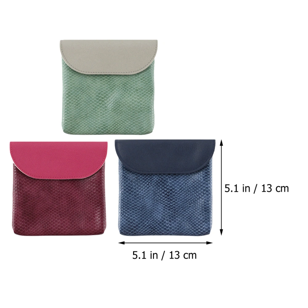 3Pcs Multi-function Tampon Holders Portable Period Storage Bags PU Period Storage Pouches