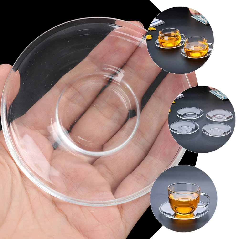 Clear Glass Saucer Round Glass Plate Decorative Coffee Saucer Snack Dish
