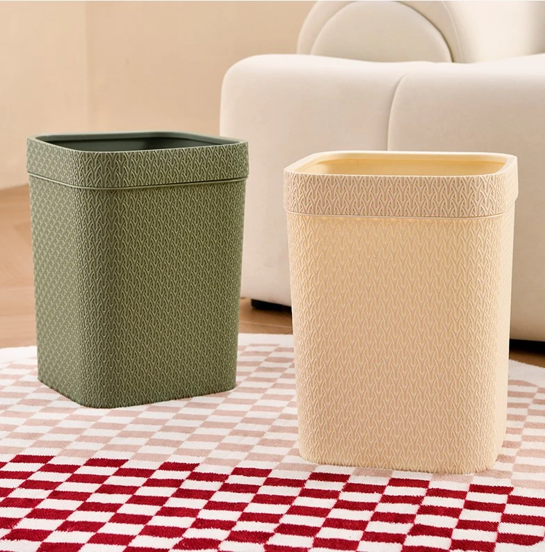 Desktop Trash Can Bathroom Desk Garbage Bin Rattan Simulation Small Wastebasket