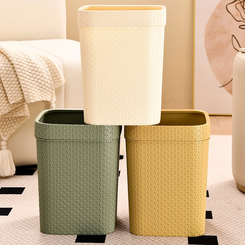 Desktop Trash Can Bathroom Desk Garbage Bin Rattan Simulation Small Wastebasket