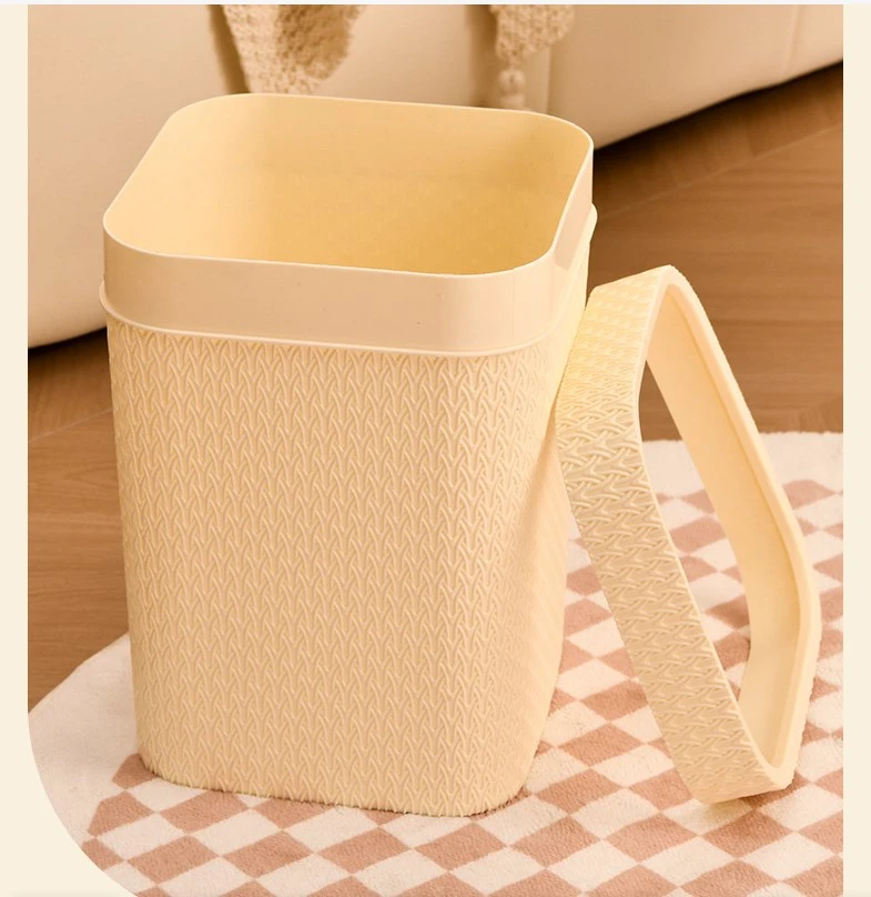 Desktop Trash Can Bathroom Desk Garbage Bin Rattan Simulation Small Wastebasket