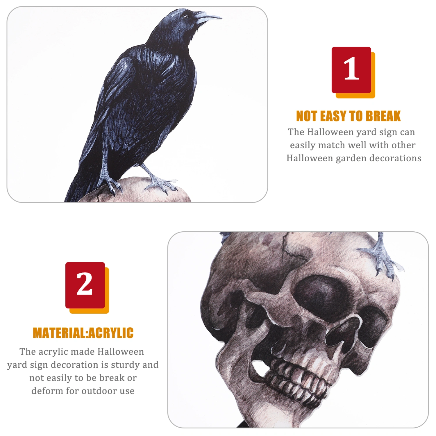 Halloween Yard Sign Skull Crow Sign Stake Decoration Halloween Themed Yard Sign Halloween Decor