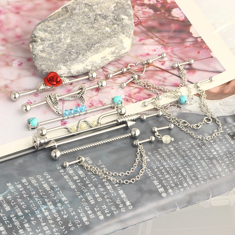 13 pcs Industrial Barbell Earrings Cartilage Piercing Earrings Jewelry Industrial Bar Cartilage Earrings