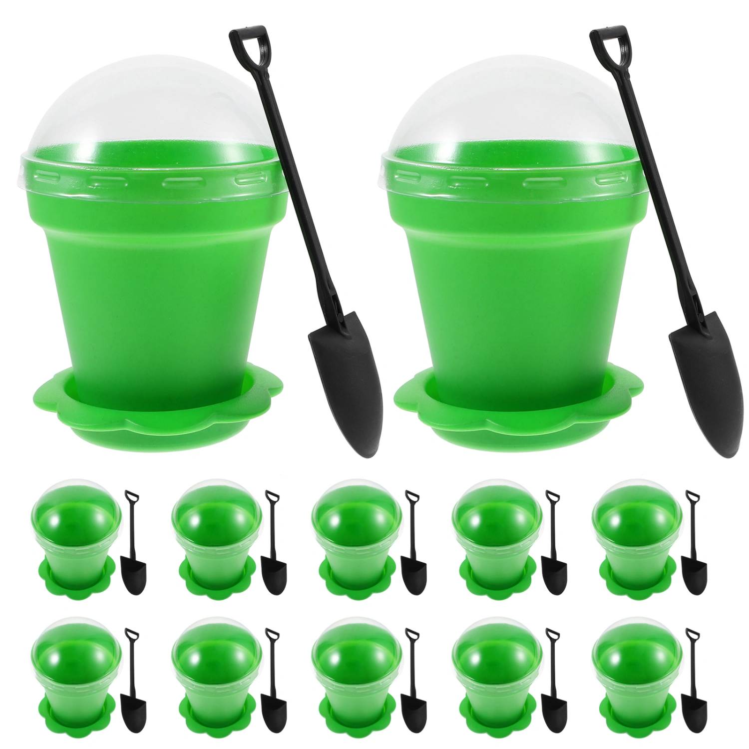 20 Sets of Appetizer Cups Flower Pot Pudding Cups with Shovels Dessert Packaging Containers