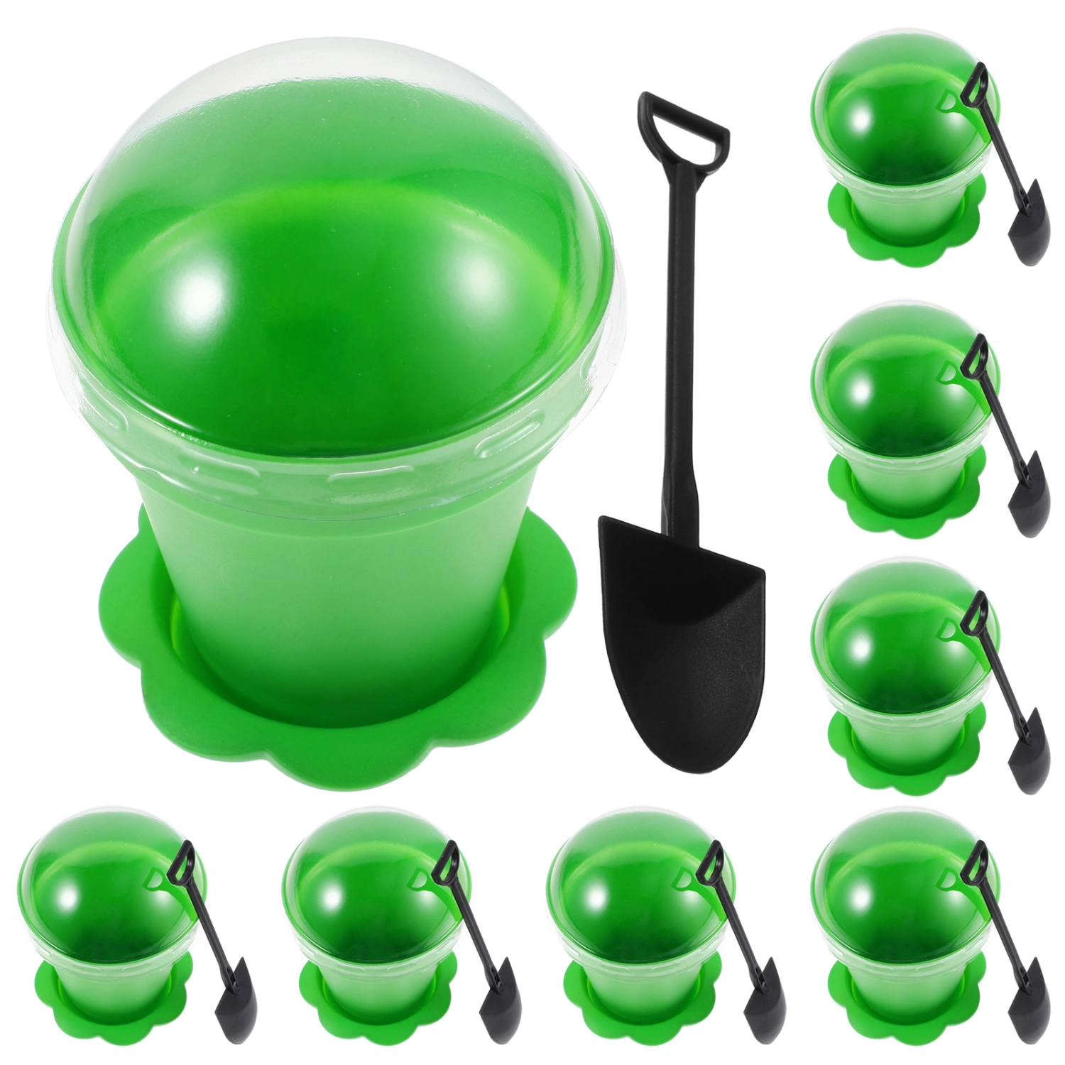 20 Sets of Appetizer Cups Flower Pot Pudding Cups with Shovels Dessert Packaging Containers
