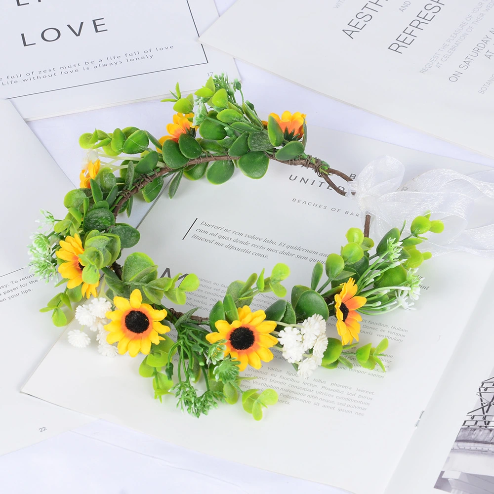 Adjustable Floral Headband Artificial Sunflower Headband Decorative Headpiece