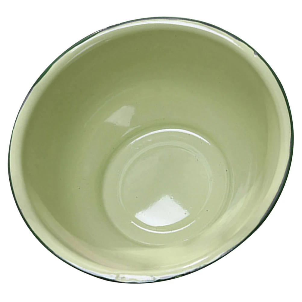 Enamel Bowl Thicken Enamel Basin Old-fashioned Enamel Bowl Deepen Basin Vintage Bowl