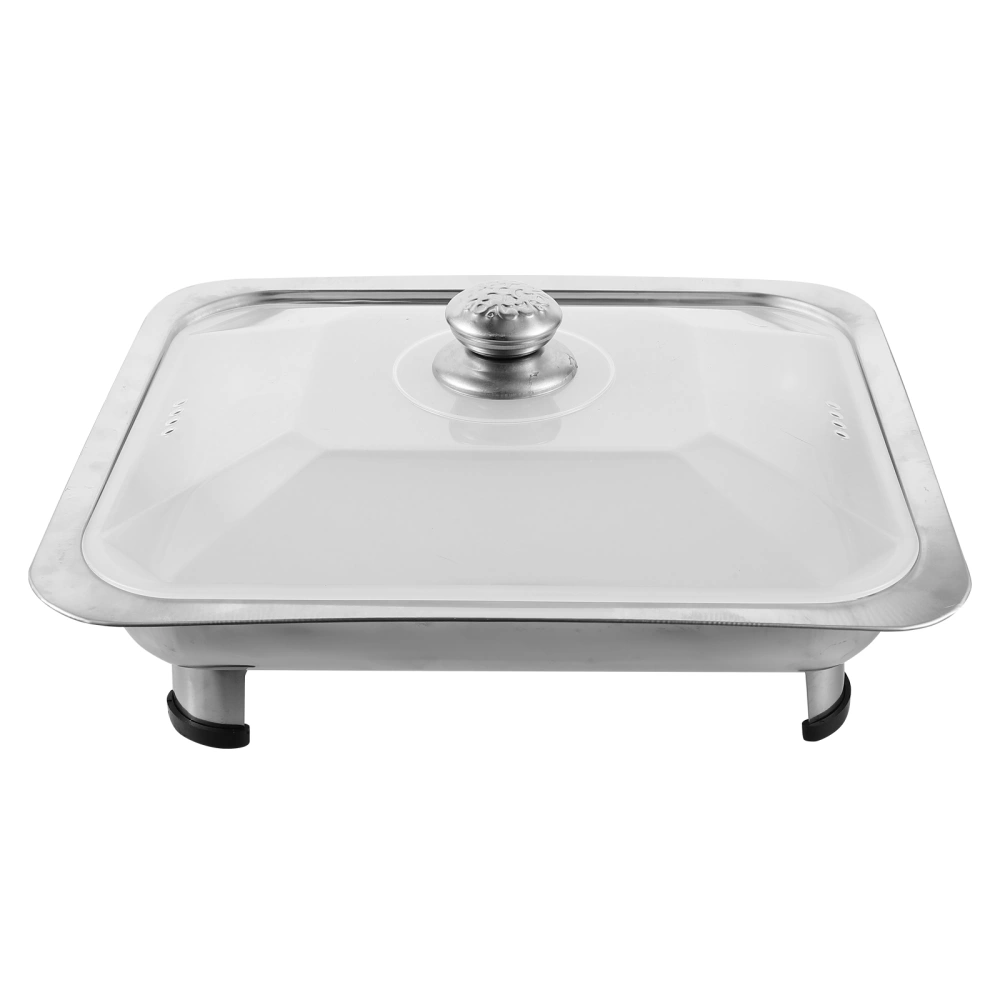 Buffet Foods Holder Stainless Steel Foods Tray Buffet Flat Rectangular Tray with Lid