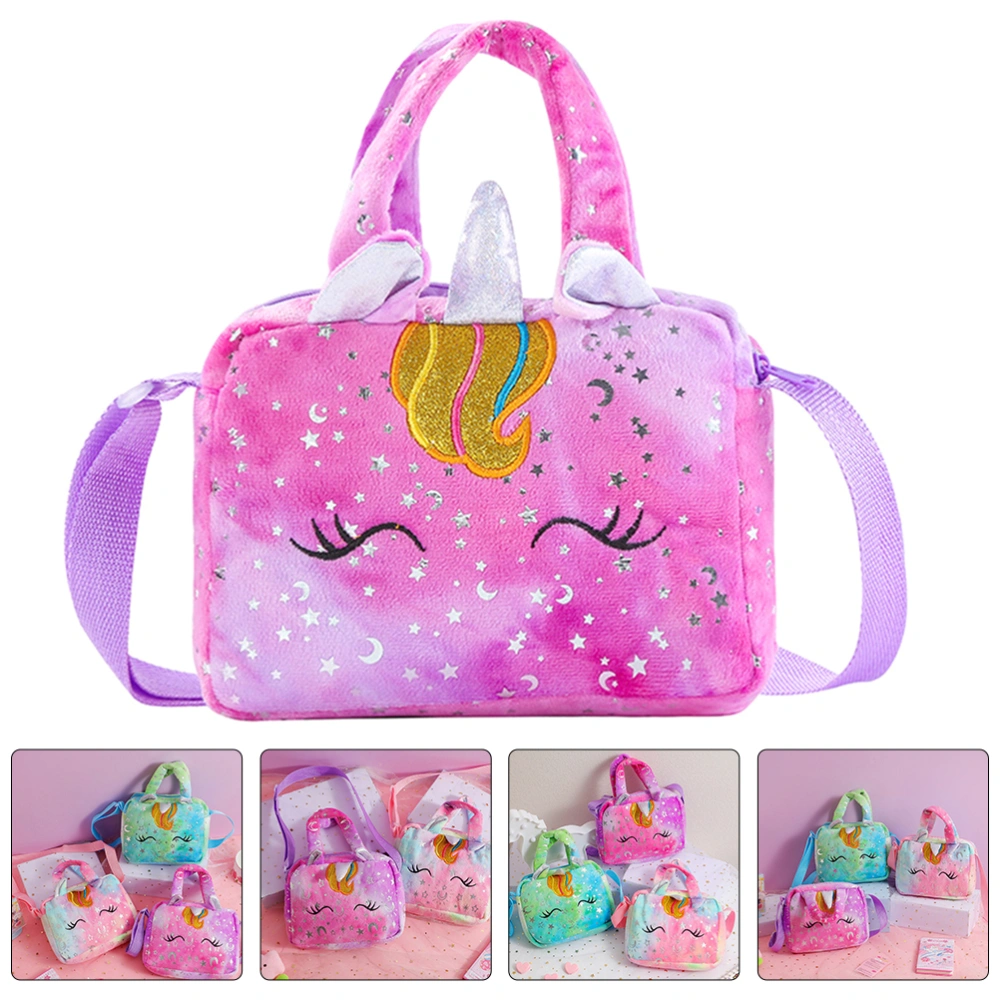 Portable Cartoon Handbag Kids Use Cartoon Unicorn Crossbody Bag Decorative Single-shoulder Bag