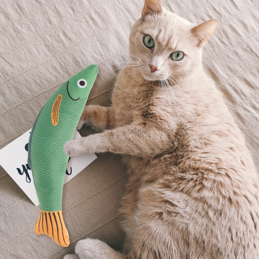 2pcs Cat Catnip Fish Toy Cartoon Fish Modeling Cat Toy Funny Kitten Fish Toy Self-amusing Cat Toy