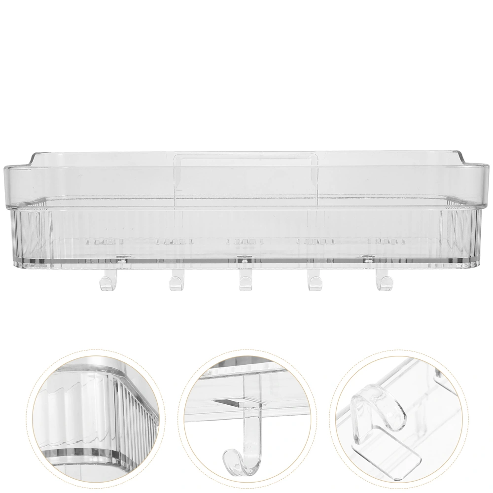 Bathroom Wall-mounted Storage Rack Plastic Drain Rack Toilet 5-hook Wall Shelf