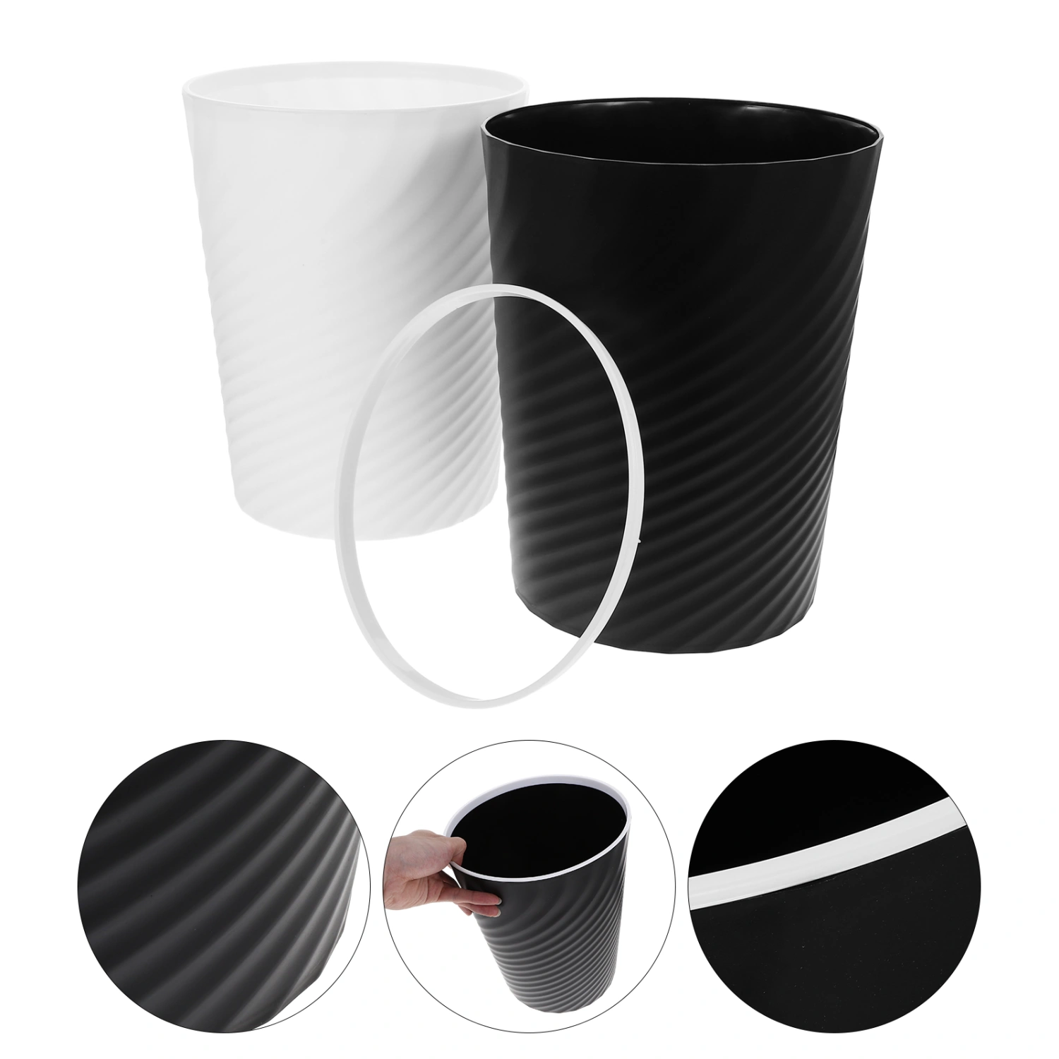 2pcs Trash Can Plastic Small Trash Can Wastebasket Recycling Bin Garbage Can