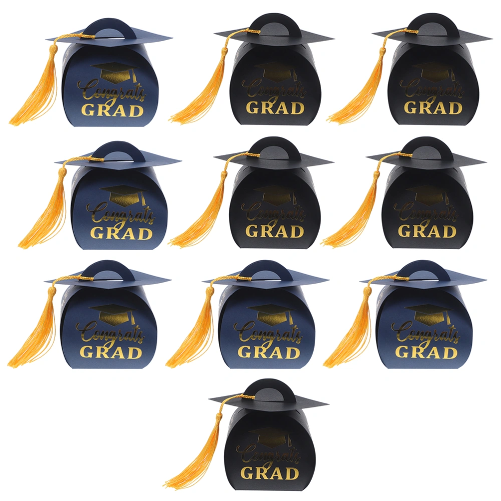 10pcs Graduation Caps Candy Box Graduation Party Favors Graduation Candy Boxes with Tassel