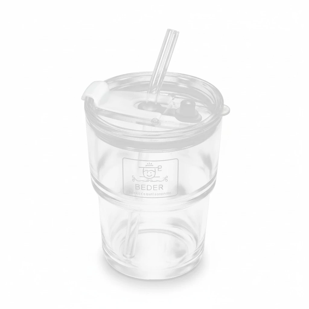 Glass Water Cup Coffee Drinking Bottle Juice Cup Beverage Cup with Lid Straw