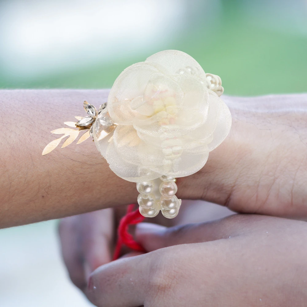 Wrist Corsage Bracelet Pearl Wrist Band Wrist Flower Bracelet Bridesmaid Hand Flower