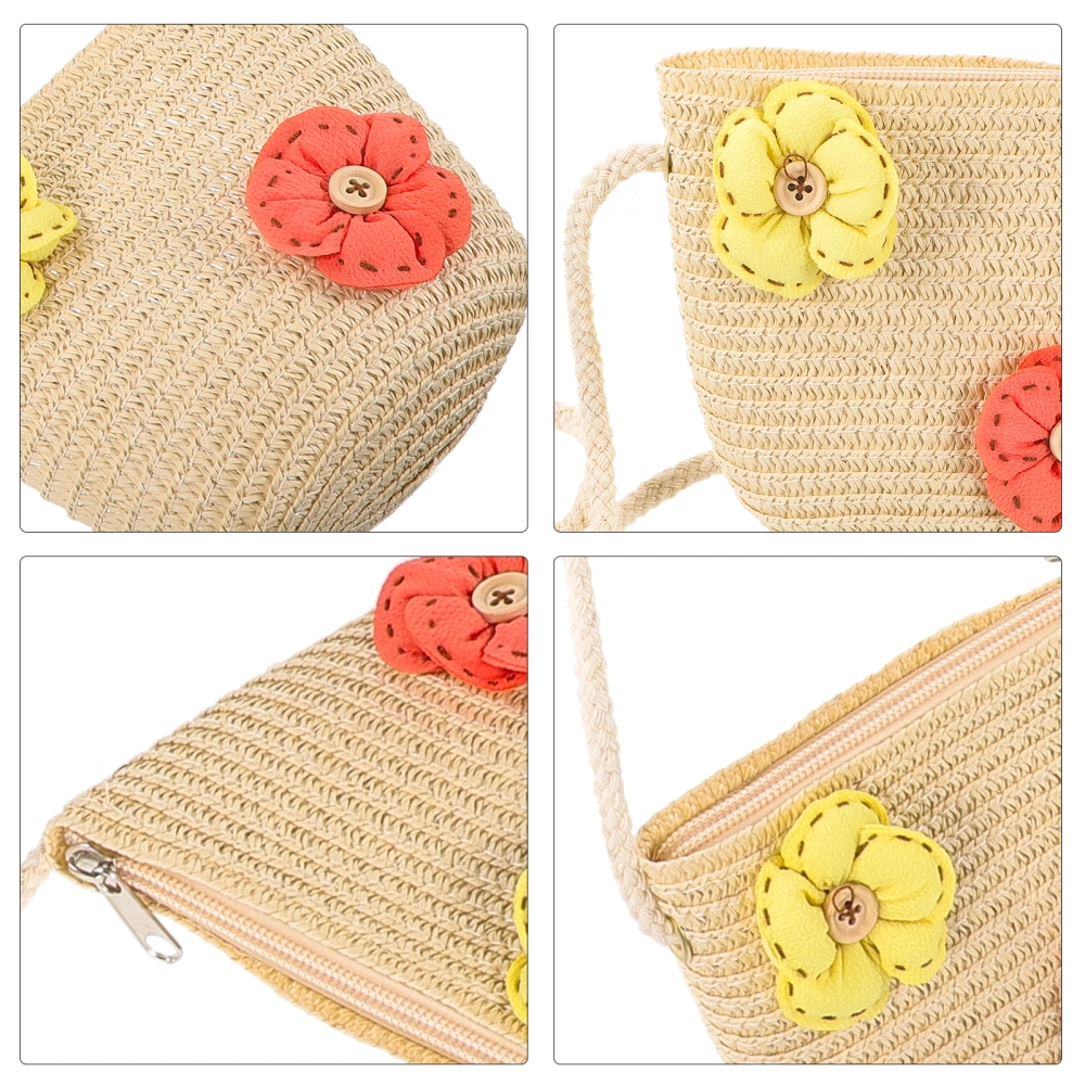 Woven Bag Little Girls Shoulder Bag Crossbody Bag Cute Straw Shoulder Bag for Vacation Party