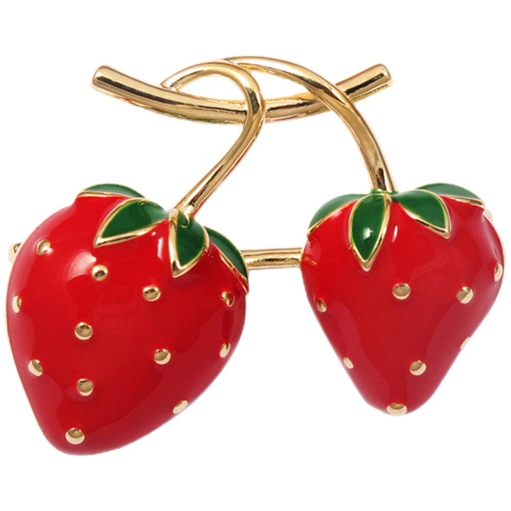 Strawberry Brooch Women Clothes Lapel Pin Metal Brooch Fruit Brooch Jewelry for Shawl Hat