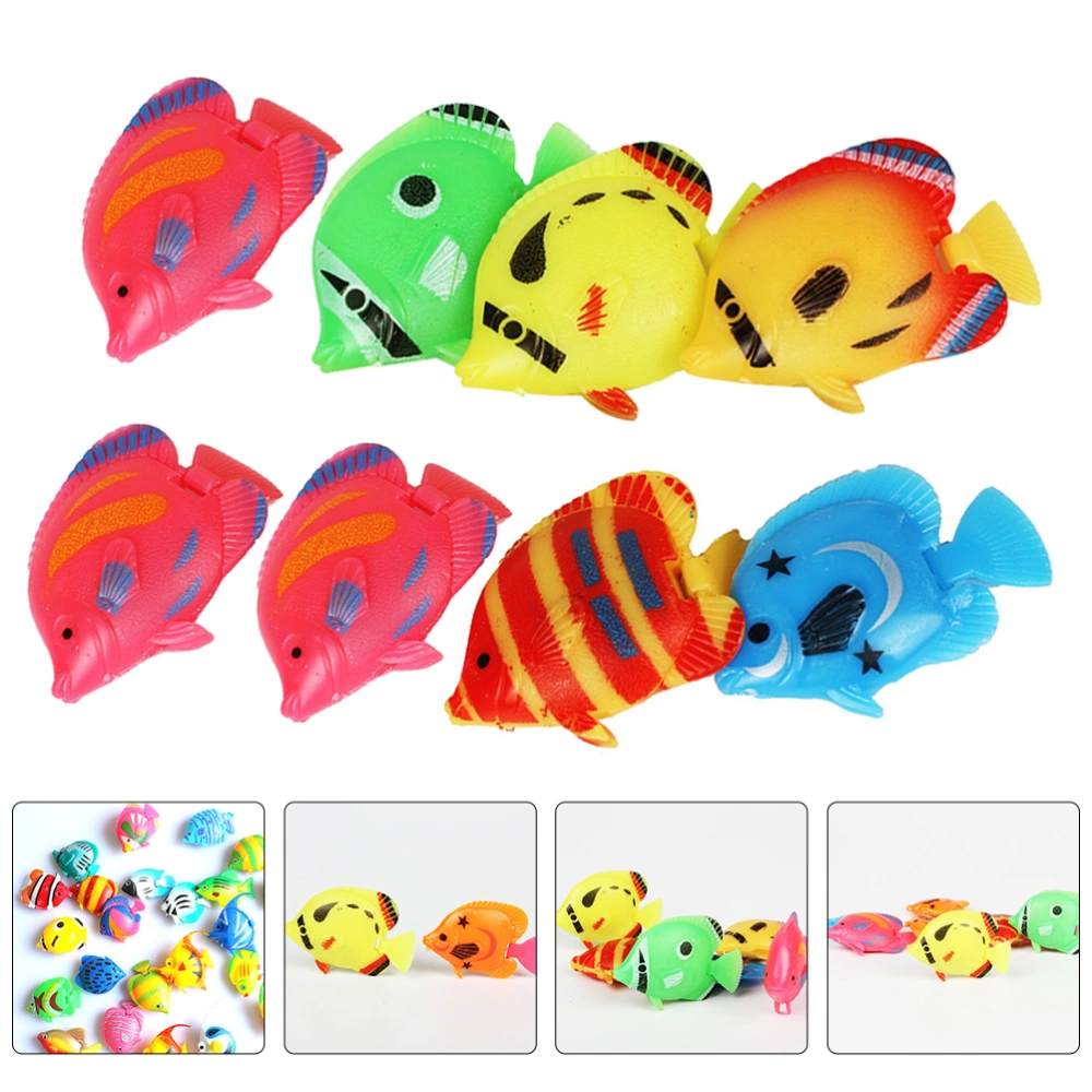 8pcs Colorful Fake Fish Model Fish Tank Decorative Fish Plastic Simulation Floating Fish Decoration