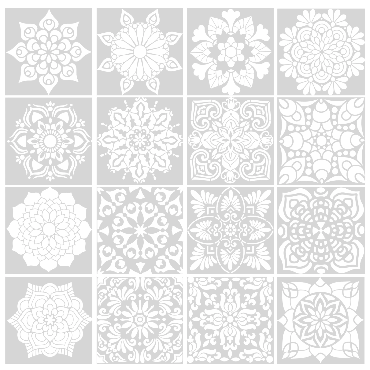 16pcs Drawing Stencils Drawing Template Reusable Spring Stencils Flower Painting Stencils
