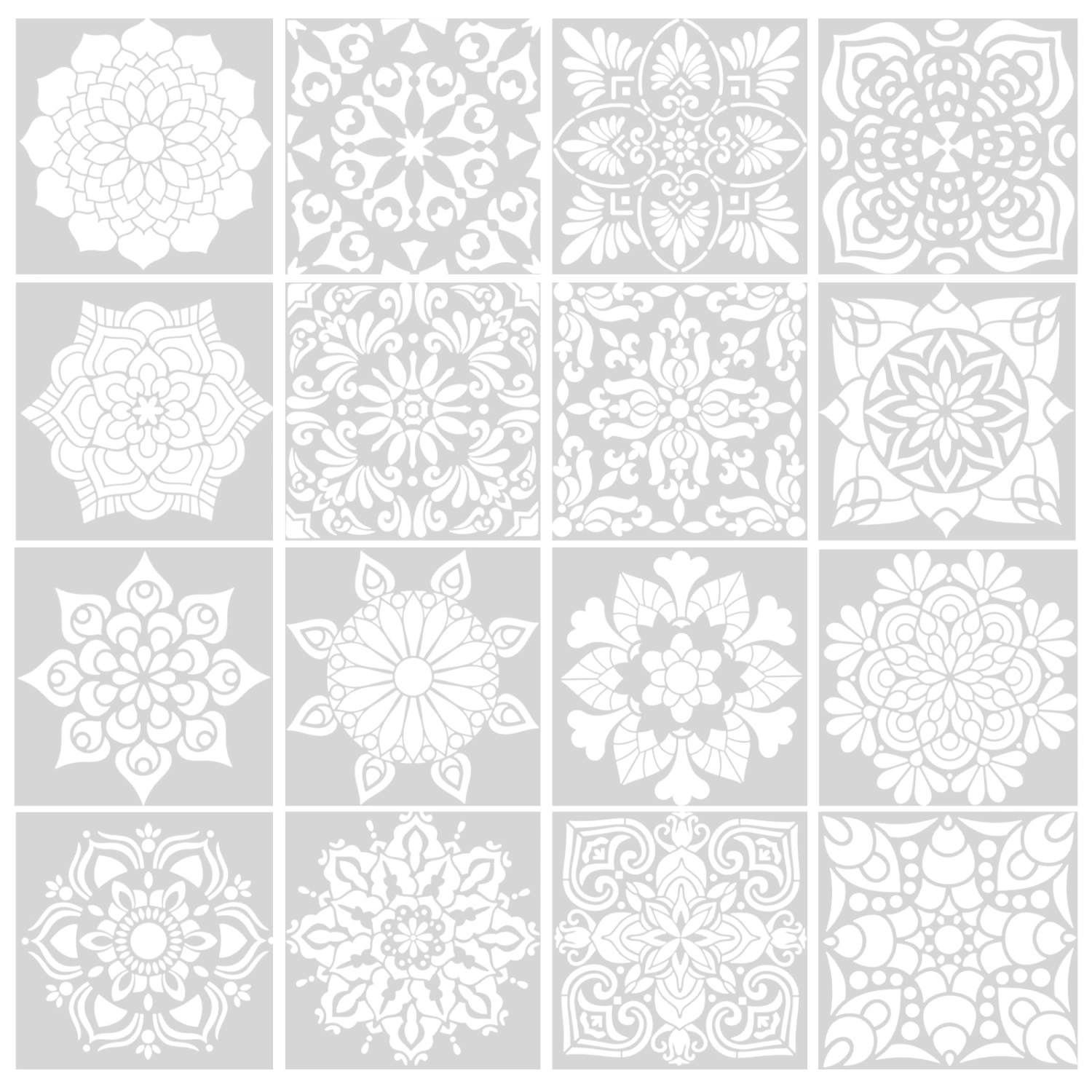 16pcs Drawing Stencils Drawing Template Reusable Spring Stencils Flower Painting Stencils