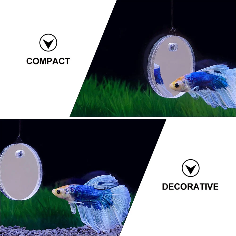 1 Set Betta Training Mirror Betta Exercise Mirror for Fish Tanks Fish Tank Floating Mirror