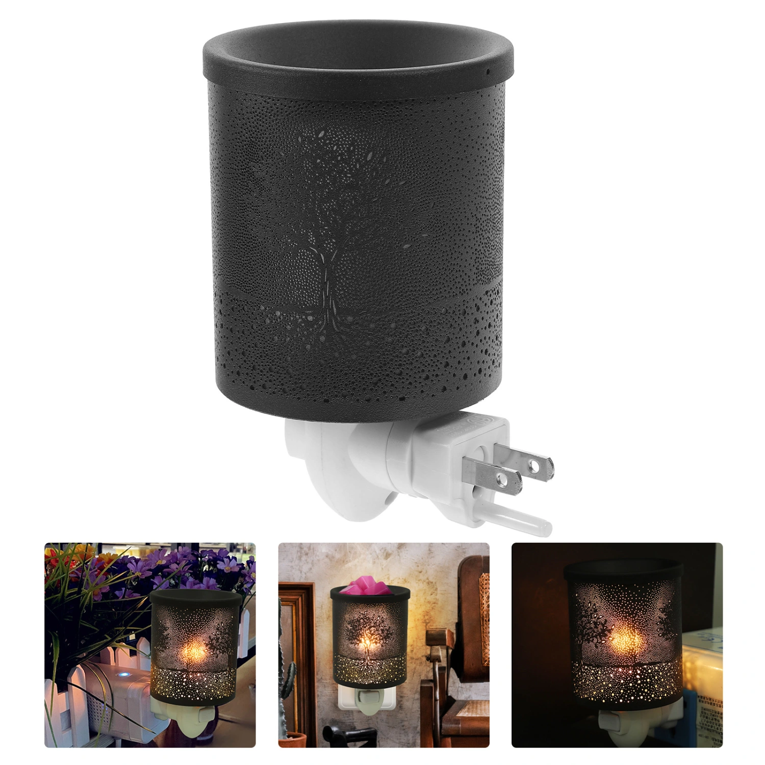 Household Wax Melt Warmer Electric Metal Wax Burner Aromatherapy Oil Diffuser Bedroom Night Light(US plug)