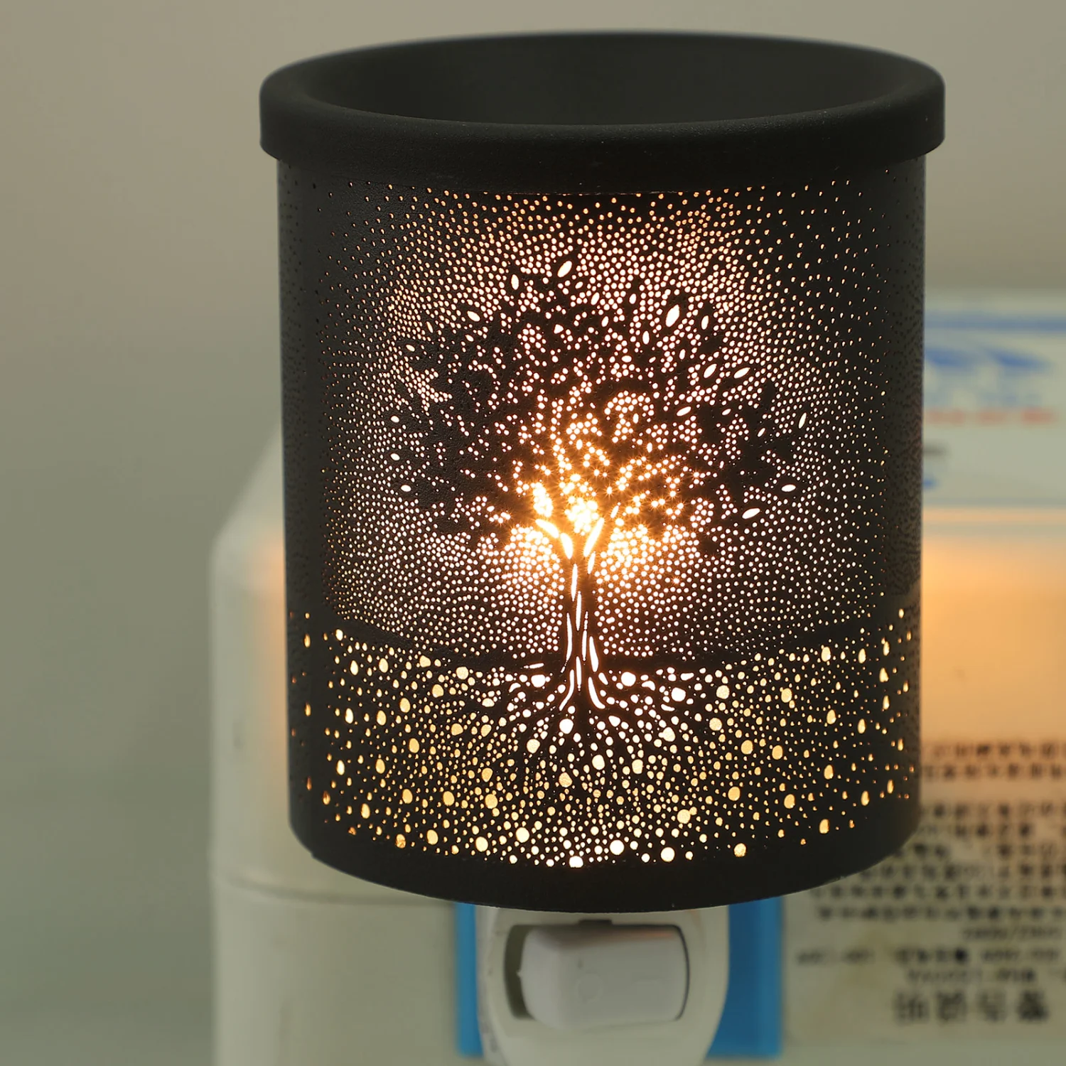 Household Wax Melt Warmer Electric Metal Wax Burner Aromatherapy Oil Diffuser Bedroom Night Light(US plug)