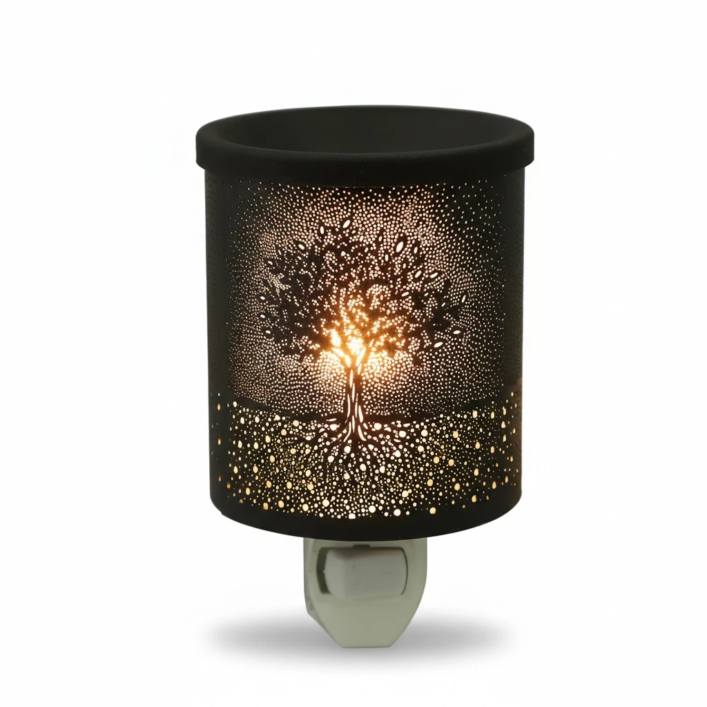 Household Wax Melt Warmer Electric Metal Wax Burner Aromatherapy Oil Diffuser Bedroom Night Light(US plug)