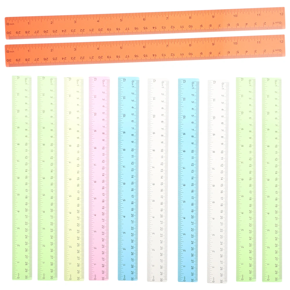 10Pcs Multi-use Rulers Plastic Rulers Measuring Rulers Colorful Rulers Children Measuring Rulers