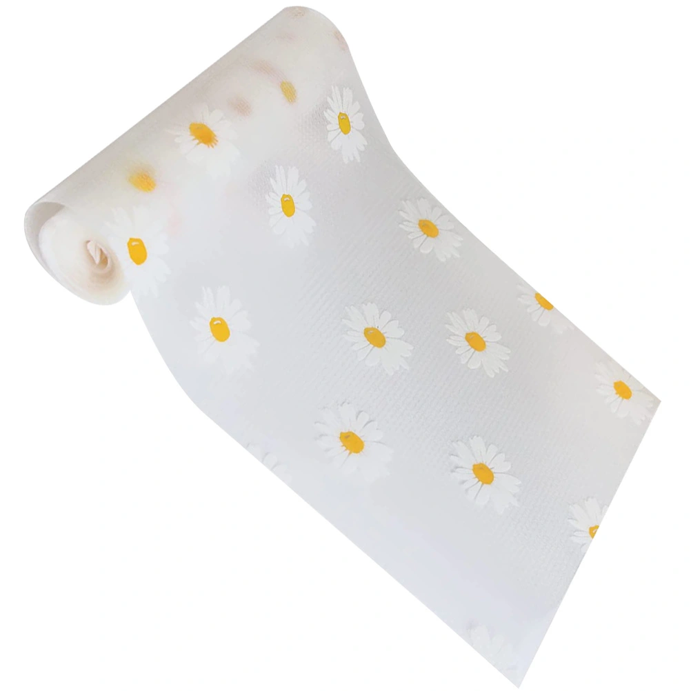 2 Rolls of Refrigerator Mats Liners Glass Shelves Liner Daisy Pattern Dresser Drawer Liners