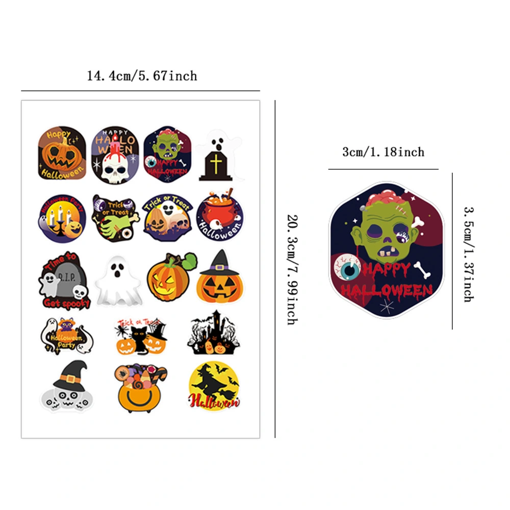 6 Sheets of Adhesive Sealing Stickers Halloween Theme Stickers Gift Wrapping Stickers