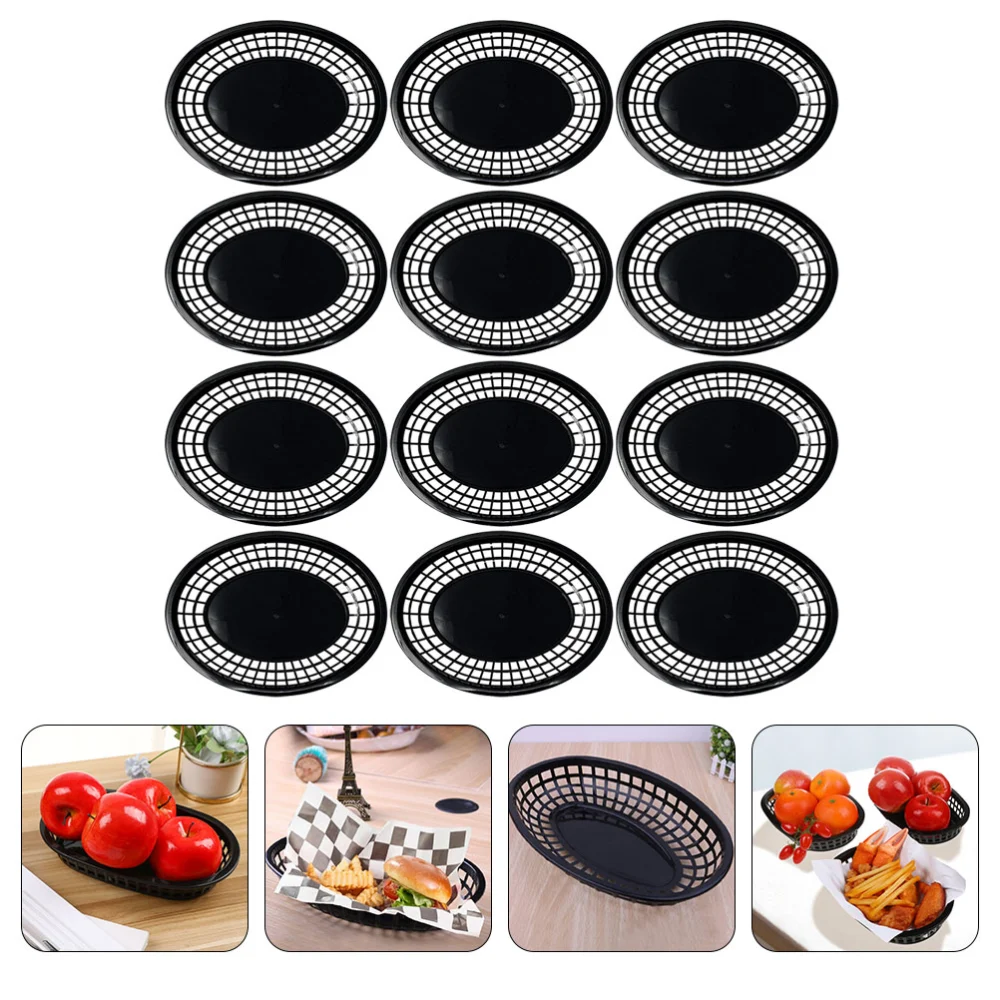 12pcs Household Food Baskets Multi-function Bread Baskets Kitchen Chip Baskets Snack Accessory