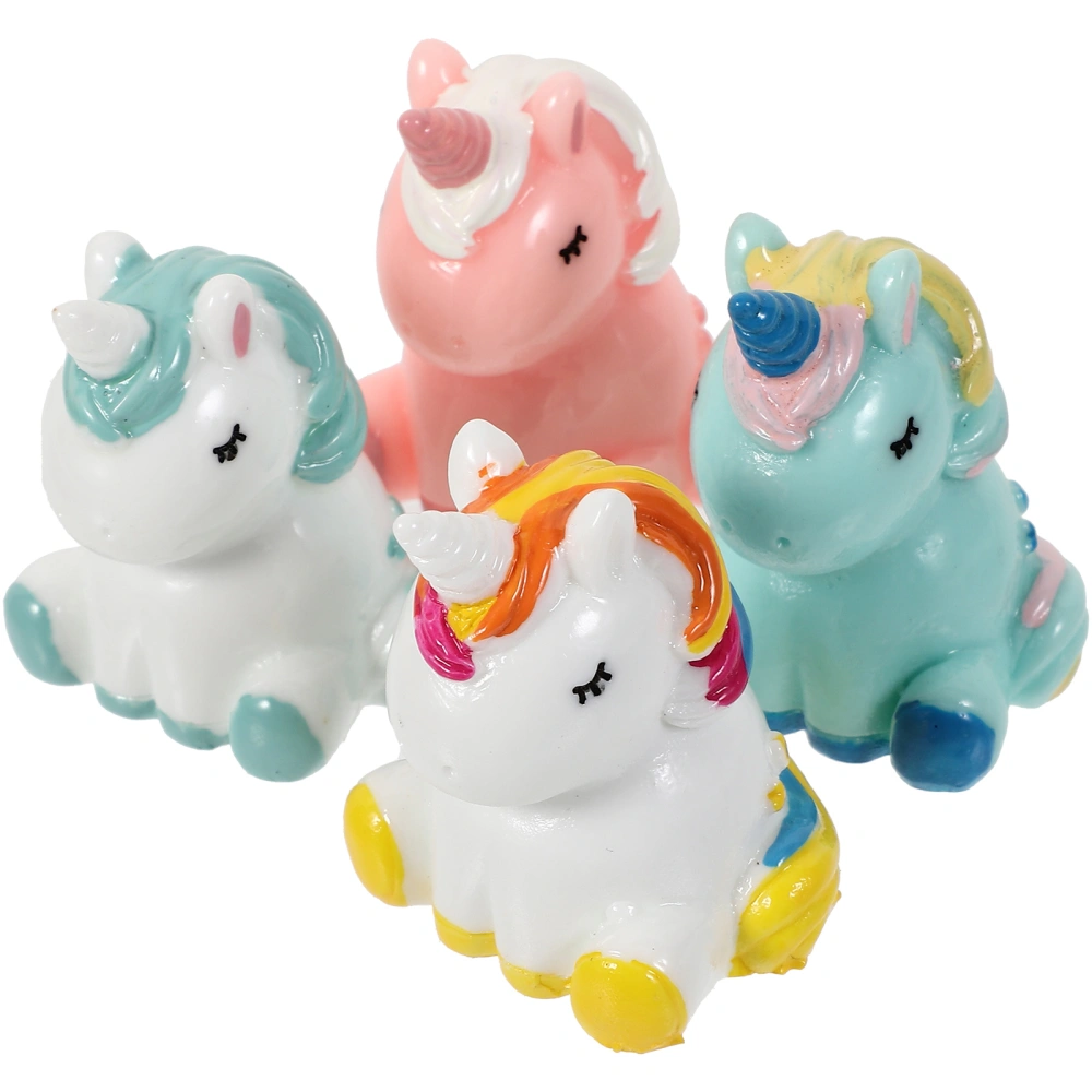 4pcs Miniature Resin Unicorn Figurines Miniature Figurines Unicorn Model Cake Unicorn Figurine