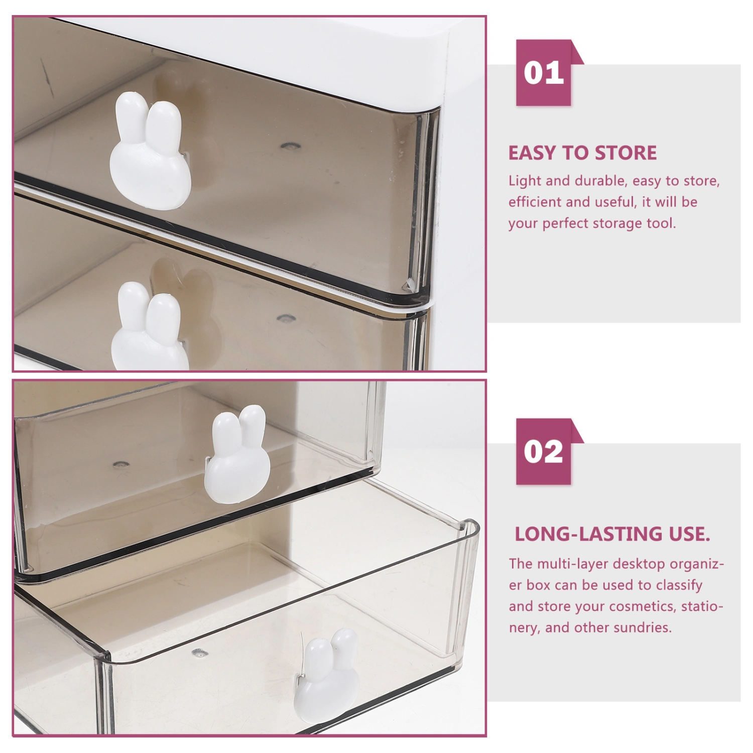Desk Organizer with Drawers Desktop Storage Drawer Multi-layer Stationery Storage Case Stationery Holder