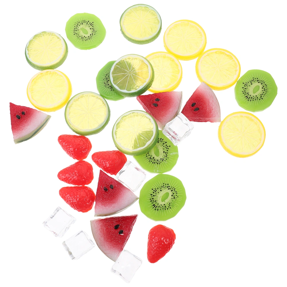 30pcs Fake Fruit Slices Plastic Fruit Slices Decorative Photo Props for Kitchen Home Restaurant