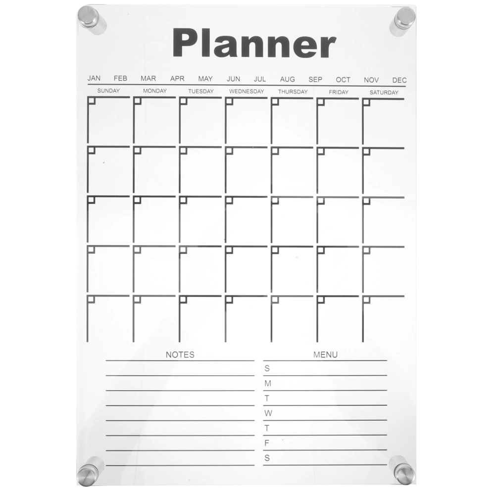 1 Set of Acrylic Wall Calendar Erasable Month Planner Weekly Planner Memo Board Dry Erase Board