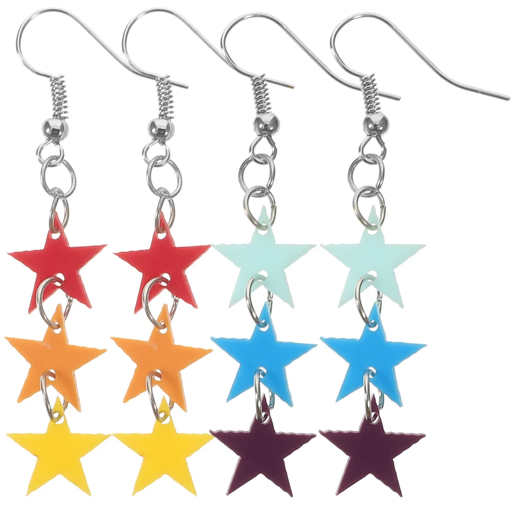 2 Pairs Star Rainbow Earrings Decorative Earrings Women Star Earrings Girl Earrings