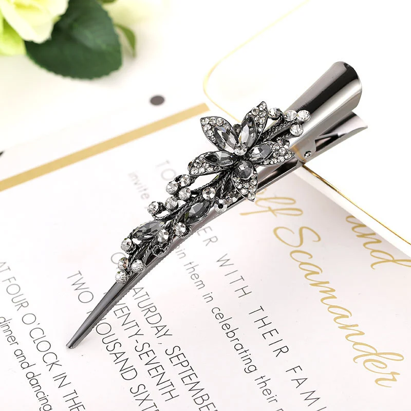 Metal Duckbill Hair Clip Rhinestone Duckbill Alligator Clip Shiny Barrette Women Accessory